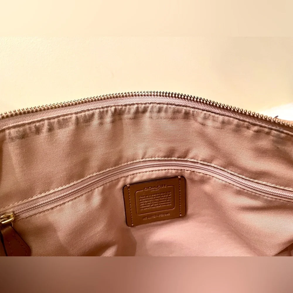 Coach Ava Legacy Jacquard Checkered Smooth Leather Color-Block Tote Bag
